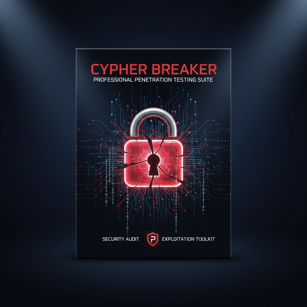 CyberShield Pro cybersecurity suite with glowing red padlock and circuit board design
